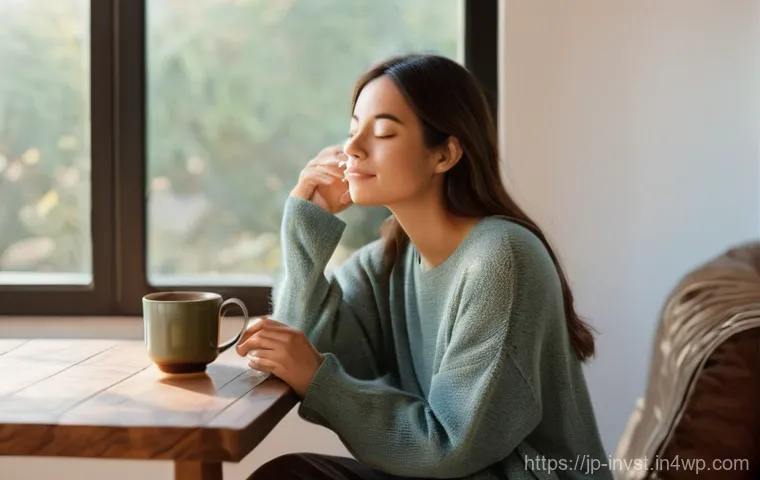 심리적 스트레스 관리 방법 - **Morning Serenity: A Gentle Start**
    A young woman in her late 20s to early 30s, dressed in comf...