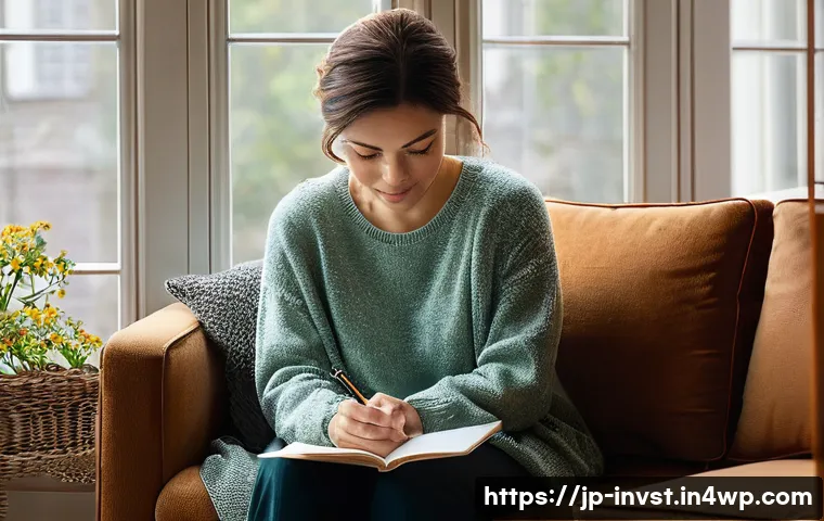심리적 장애물 극복을 위한 실천 팁 - **Prompt: Reflective Journaling in a Cozy Nook**
    A young adult, dressed in comfortable, modest l...